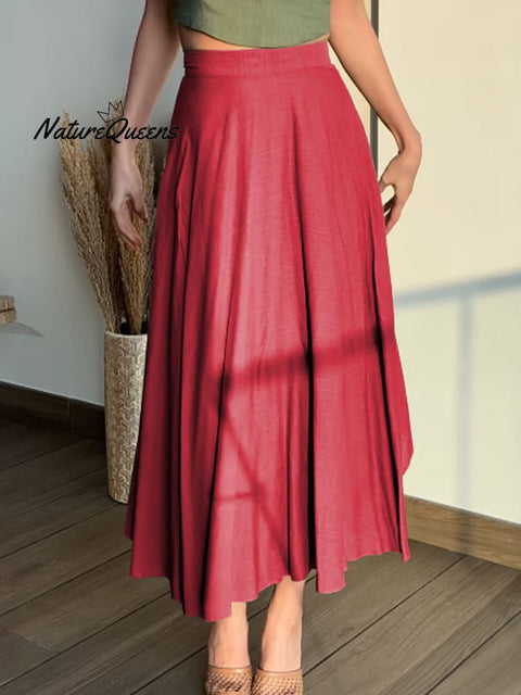 Women's Adjustable Cotton and Linen Wrap Skirt