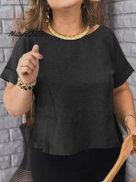 Women's Casual Cotton And Linen Pleating Shirt