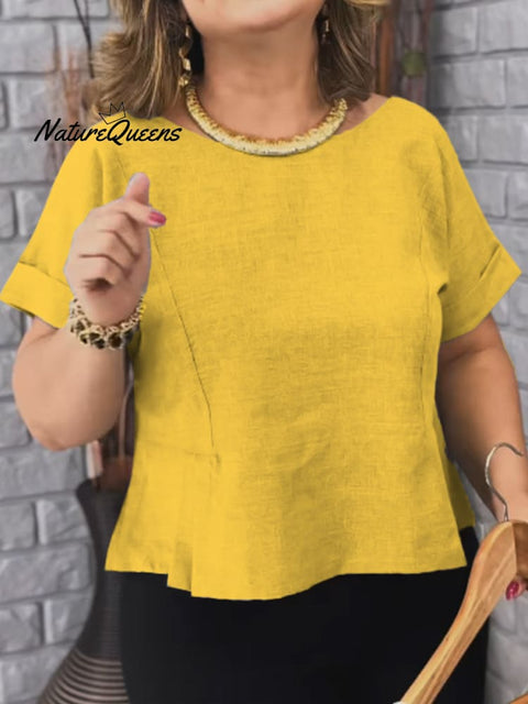 Women's Casual Cotton And Linen Pleating Shirt