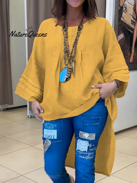 Women's Casual Cotton And Linen Shirt