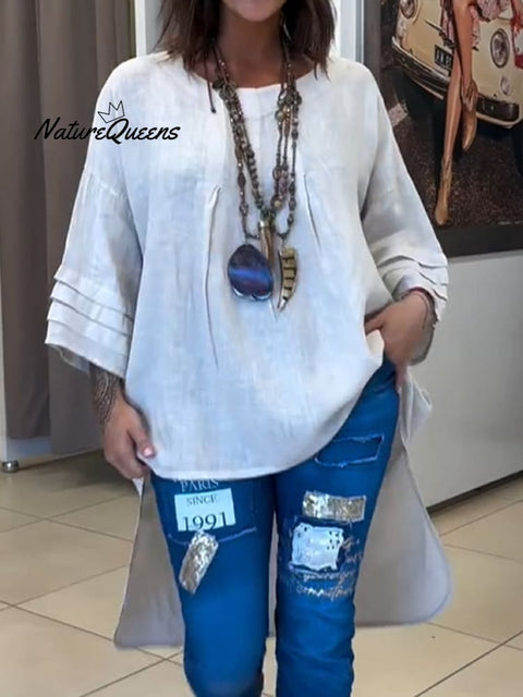 Women's Casual Cotton And Linen Shirt