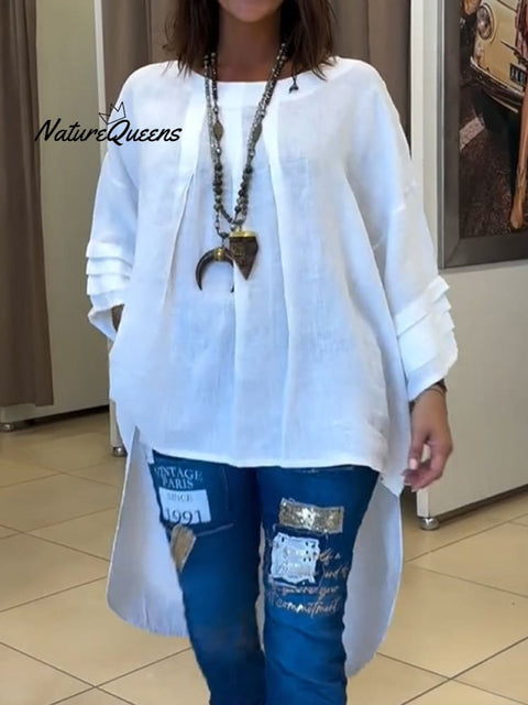 Women's Casual Cotton And Linen Shirt