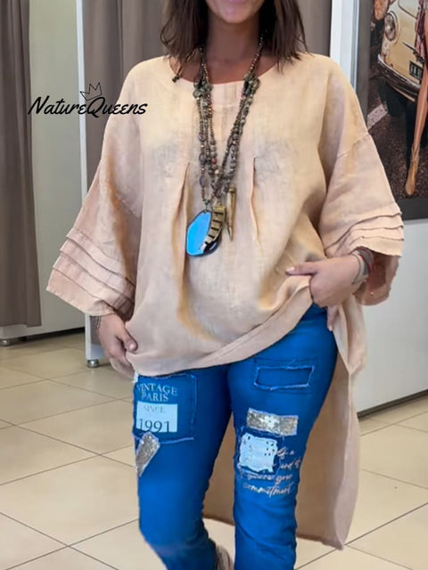 Women's Casual Cotton And Linen Shirt
