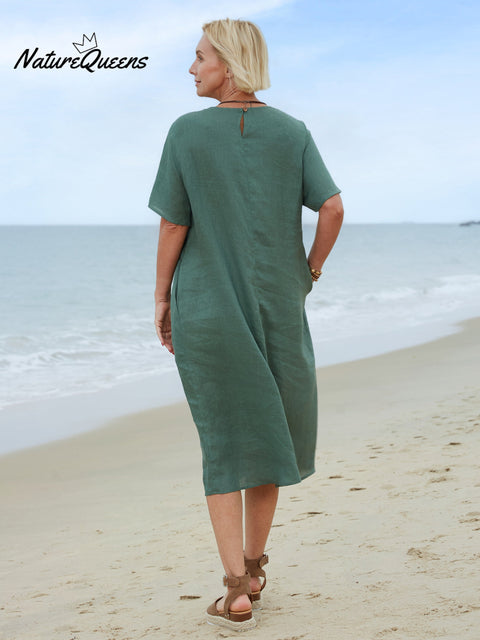 100% Linen Women's Linen Pocket Dress
