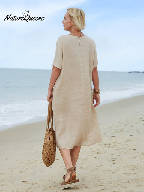 100% Linen Women's Linen Pocket Dress