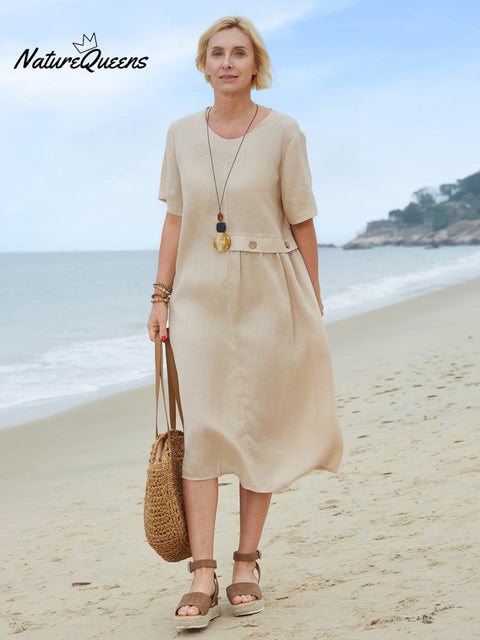 100% Linen Women's Linen Pocket Dress