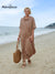 Women's Peter Pan Collar Loose Casual Short Sleeve Linen Dress