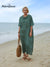 Women's Peter Pan Collar Loose Casual Short Sleeve Linen Dress