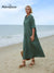 Women's Peter Pan Collar Loose Casual Short Sleeve Linen Dress