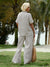 Women's Casual Short Sleeve 100% Linen Ruffle Shirt