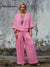 Women's 100% Linen Asymmetric Top and Pats Sets