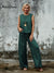 Women's 100% Linen Sleeveless Top and Pats Sets