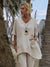 Women's V Neck 100% Linen Shirt