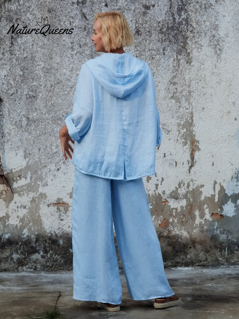 Women's Casual Hooded 100% Linen Jacket