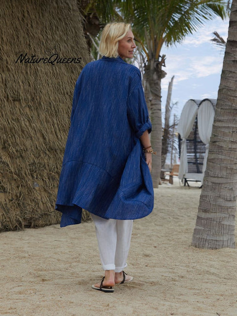 Women's Linen Pocket Long Cardigan