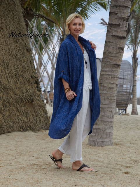 Women's Linen Pocket Long Cardigan