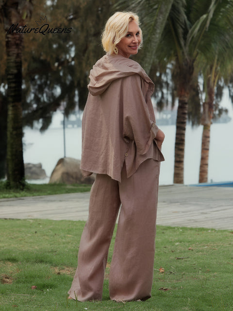 Women's 100% Linen Jacket and Pats Sets