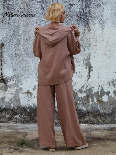 Women's 100% Linen Jacket and Pats Sets