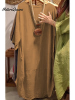 100% Linen Women's Casual Pocket Cotton and Line Dress