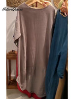 100% Linen Women's Casual Pocket Cotton and Line Dress