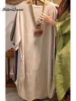 100% Linen Women's Casual Pocket Cotton and Line Dress