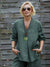Women's V Neck Long Sleeve 100% Linen Shirt