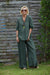 Women's V Neck Long Sleeve 100% Linen Shirt