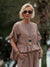 Women's Round Neck Ruffle 100% Linen Shirt