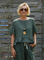 Women's Round Neck Ruffle 100% Linen Shirt