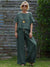 Women's Round Neck Ruffle 100% Linen Shirt