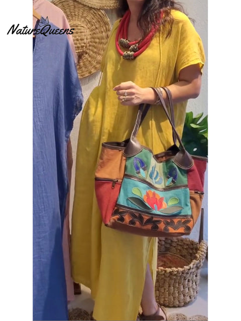 Women's Linen and Cotton Hooded Dress