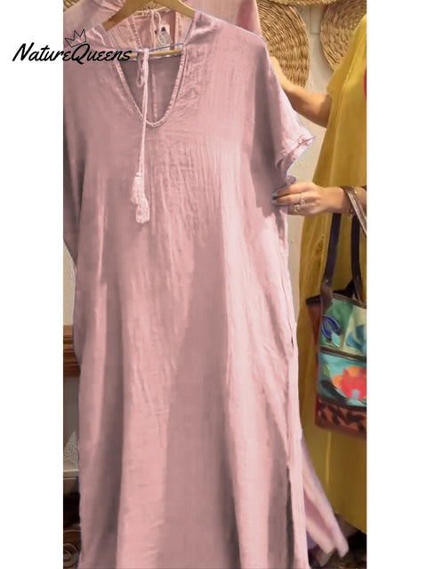 Women's Linen and Cotton Hooded Dress