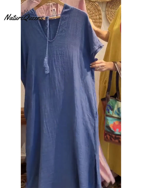 Women's Linen and Cotton Hooded Dress