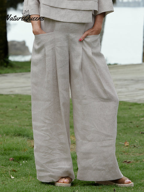 Women's 100% Linen Casual Pants