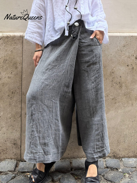 Women's Cotton And Linen Casual Wide Leg Pants