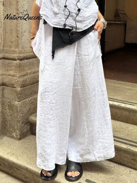 Women's Cotton And Linen Casual Wide Leg Pants