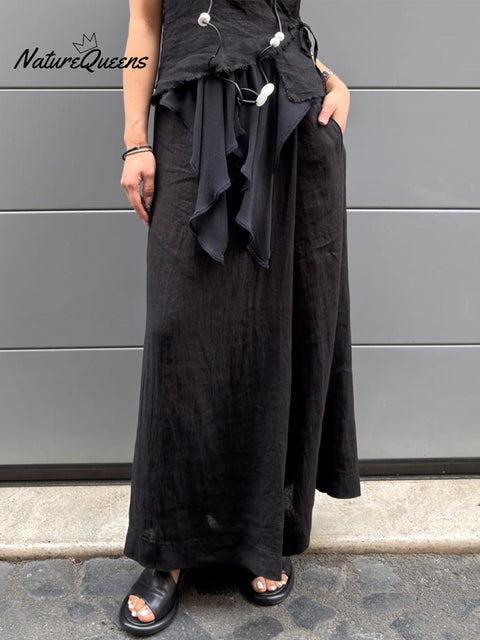 Women's Cotton And Linen Casual Wide Leg Pants