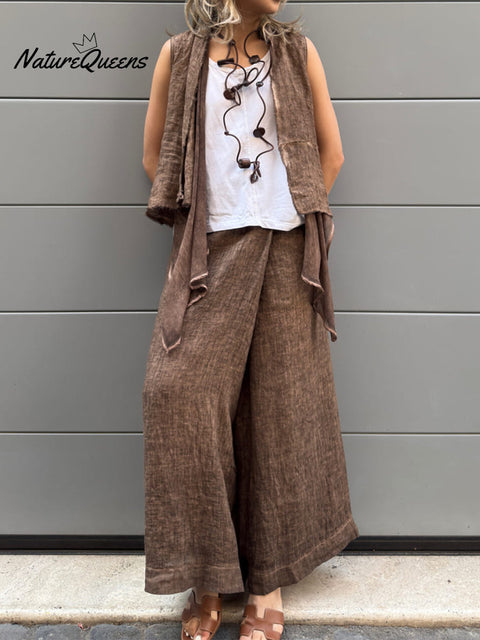 Women's Cotton And Linen Casual Wide Leg Pants