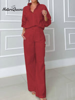 Women's Cotton And Linen Shirt and Pants Set