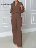Women's Cotton And Linen Shirt and Pants Set