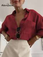 Women's Long Sleeve Cotton and Linen Shirt