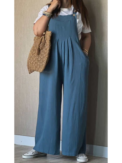 Women's Cotton and Linen Casual Jumpsuit