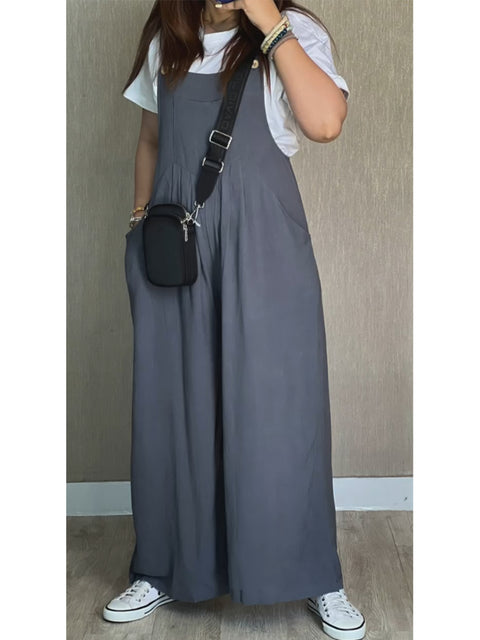 Women's Cotton and Linen Casual Jumpsuit