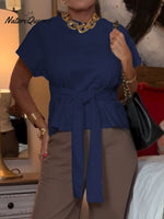 Women's Casual Lace-Up Cotton T-Shirt