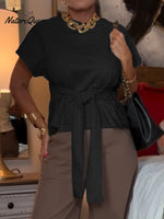 Women's Casual Lace-Up Cotton T-Shirt