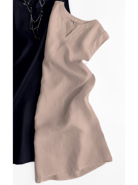 Women's Sleeveless V-neck Linen Top