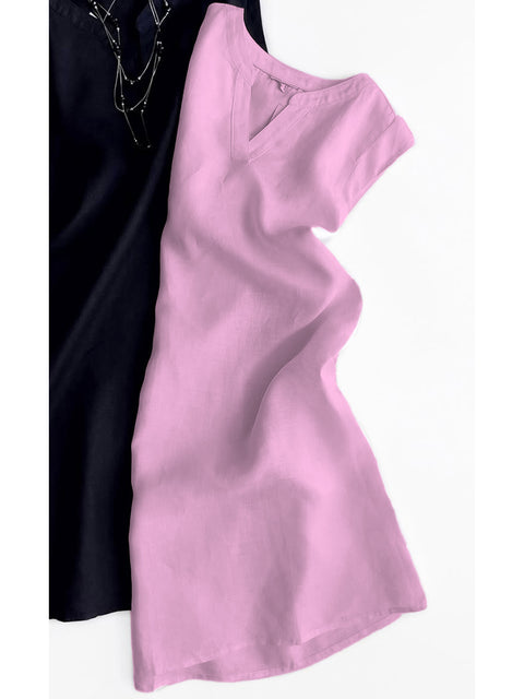 Women's Sleeveless V-neck Linen Top