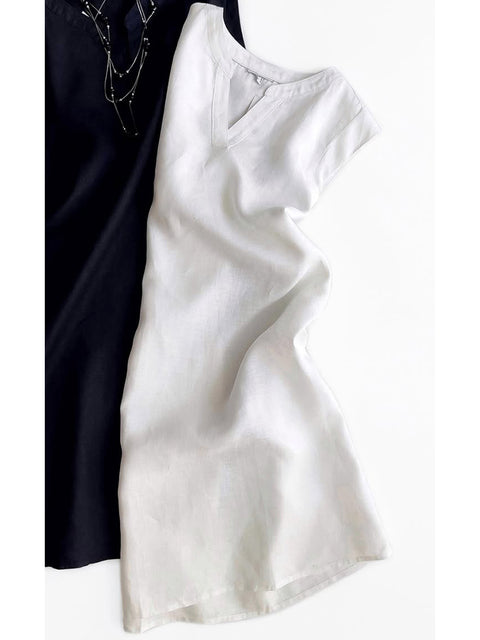 Women's Sleeveless V-neck Linen Top