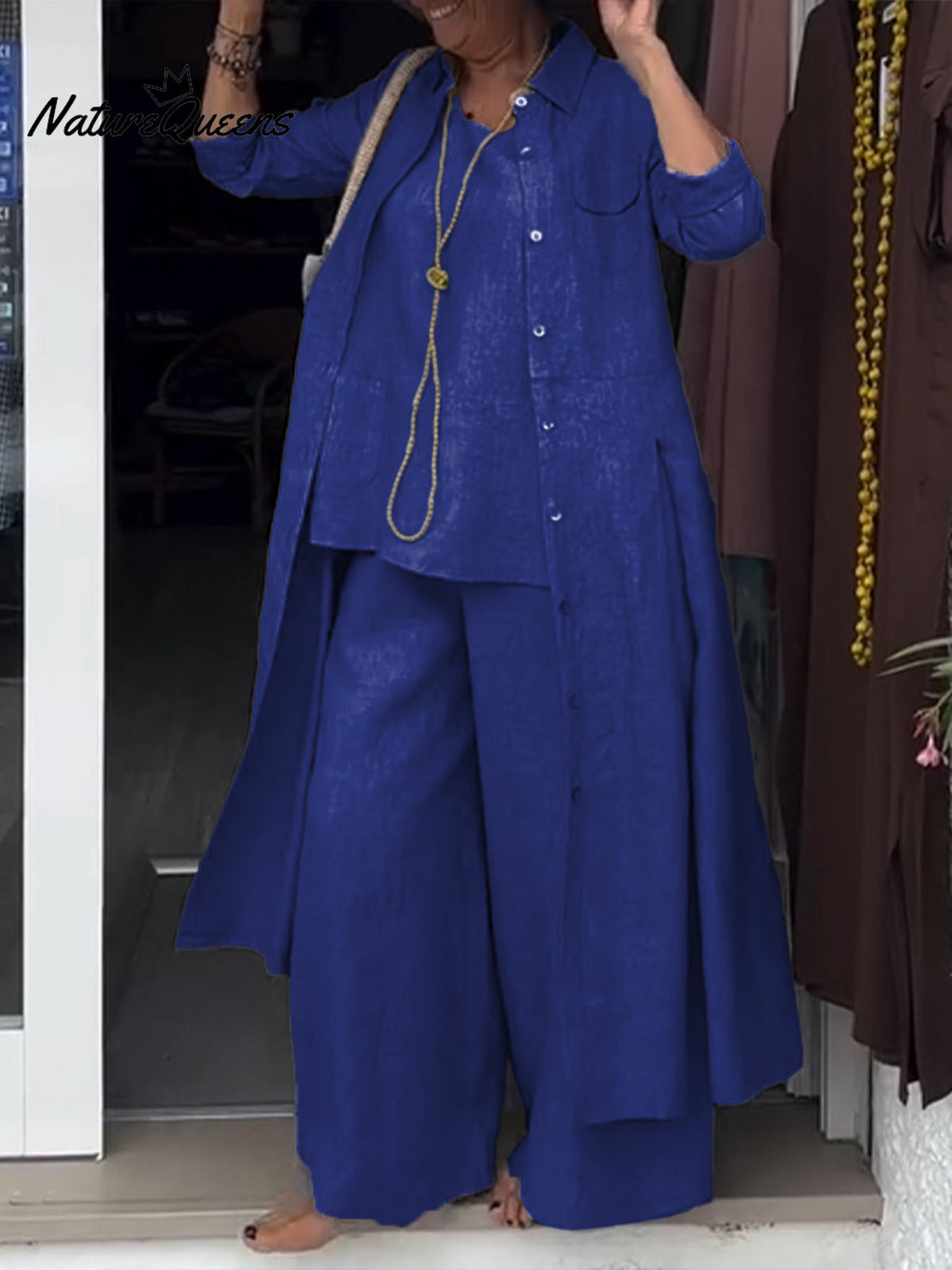 Women's Casual Cotton and Linen Long-sleeved Shirt