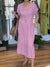 Women's Cotton and Linen U-neck Short Sleeve Lace-up Dress